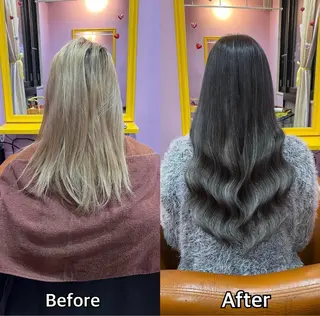 ロング シール＋ちび編み込み エクステ梅田🐨のヘアスタイル