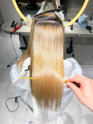 ロング カラー ブリなしWカラー✨️ 髪質改善【タケル】のヘアスタイル