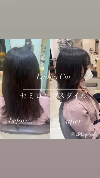 セミロング 大人女性ぼかし メンズ強化🦙平作のヘアスタイル