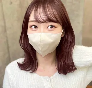 ミディアム カラー 盛れる顔周り /透明感/かりん🎀のヘアスタイル