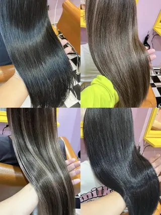 ロング カラー チビ編み込みエクステ シールエクステのヘアスタイル