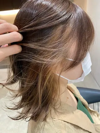 ミディアム カラー DEAN所属・KEIGO/パーマ ハイトーン/DEANのヘアスタイル