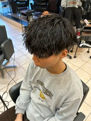 ミディアム パーマ メンズ 大阪/梅田/シャドウ パーマ/ノボリユウタのヘアスタイル