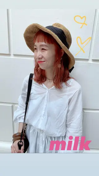 ミディアム カラー パーマ la fith所属・rico_by ヘアとアイブロウのヘアスタイル