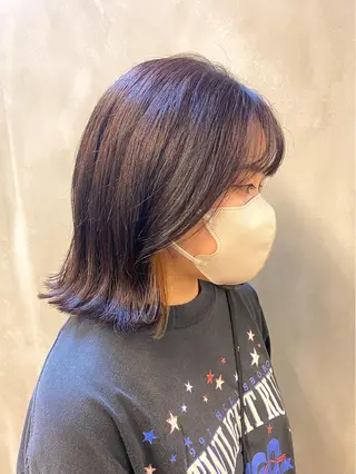 ミディアム カラー ハル🌸柔色/ ブリーチなし/艶髪のヘアスタイル