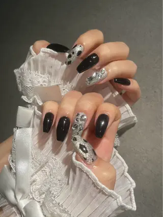 ネイル I-nailロング /ワンホン/キラキラのネイルデザイン