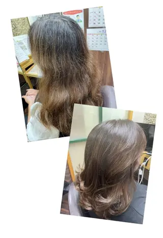 セミロング カラー katae sayoriのヘアスタイル