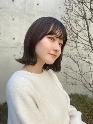 ミディアム カラー ハイトーン/レイヤー ハッシュカット/牧原のヘアスタイル