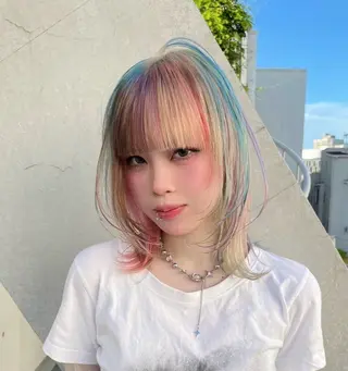 セミロング カラー こだわりハイトーン/ ケアブリーチ/岸のヘアスタイル