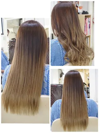 ミディアム セミロング ロング カラー 枝毛カット＆髪質改善 満足NO.1岡しゃんのヘアスタイル