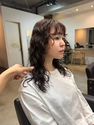 セミロング デジタルパーマ/ ウェーブパーマ/神野のヘアスタイル