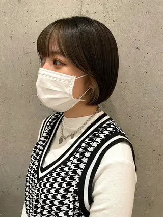 ミディアム カラー ヘアアレンジ マツエク・マツパ Miku /ブリーチ/ボブのヘアスタイル