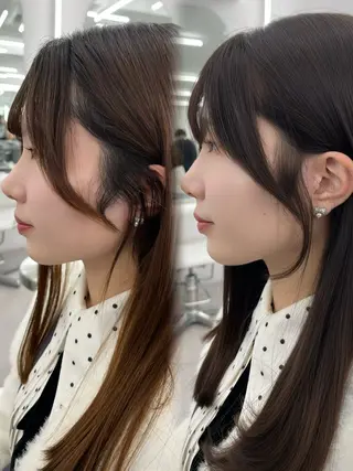 セミロング カラー レイヤーカット顔周り /アレンジ伊藤彪真のヘアスタイル