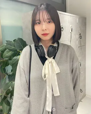 ミディアム デザインパーマ/ 艶カラー/ボブのヘアスタイル