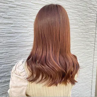 ロング 切りっぱなしボブイヤ リングカラー清水隆央のヘアスタイル