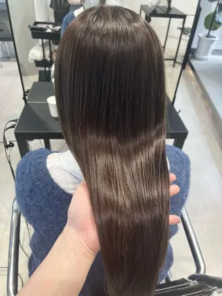 セミロング パーマ ヘアアレンジ 透明感/オリーブ/ グレージュ/YUKAのヘアスタイル