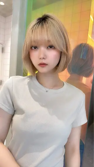 ミディアム カラー Lond luce心斎橋所属・🍀小川大輔🍀 ボブ/ブリーチ🥇のヘアスタイル