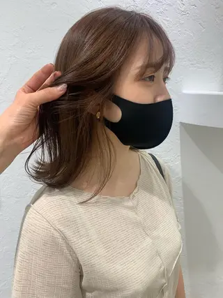 ミディアム カラー 顔周りレイヤー 🎀マリノのヘアスタイル