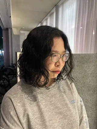 セミロング パーマ 藤井 美歩/赤髪のヘアスタイル