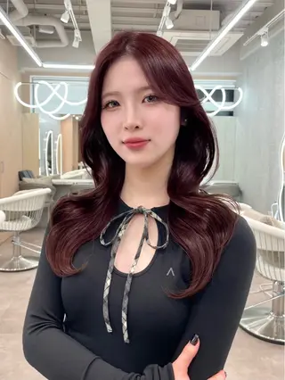 セミロング カラー 美髪矯正 ブリーチな しダブル🍒❤ゆうきのヘアスタイル