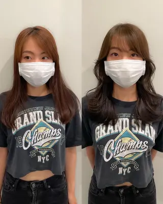 セミロング 🌹ハッシュカット、 レイヤー韓国ヘア🌹のヘアスタイル