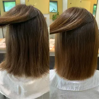 ミディアム パーマ hub hair レイヤー/透明感のヘアスタイル