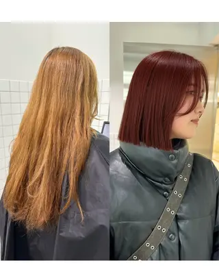 ショート カラー iroha半個室 大阪/ボブ/縮毛矯正のヘアスタイル