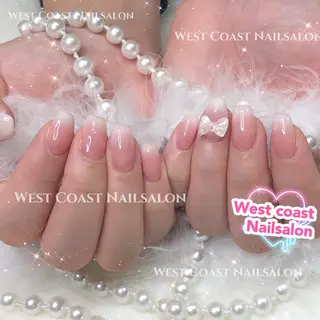 ネイル リボン、ガーリー パーツ放題専門店のネイルデザイン