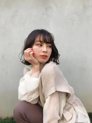 カラー 久力琴音''透明感 カラー''アレンジのヘアスタイル