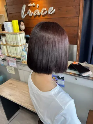 ショート カラー インナー×縮毛矯正 ピンクカラー澤井里菜のヘアスタイル