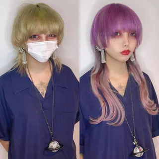 ロング カラー ヘアアレンジ メンズ マツエク・マツパ haco+所属・🌈派手髪エクステ ブレイズ🌈ひろとのヘアスタイル