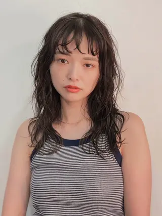 セミロング パーマ レイヤーパーマ＊ 顔まわり似合わせのヘアスタイル