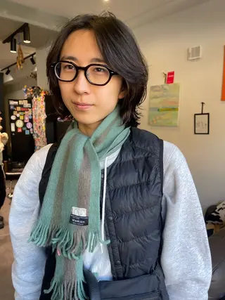 ミディアム メンズ アトム/ウルフ パーマ/レイヤーのヘアスタイル