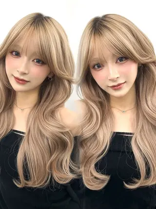 ロング カラー 透明感カラー✨🩵 韓国ヘアkanatoのヘアスタイル
