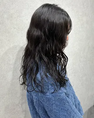 セミロング パーマ 髪質改善ストレート /暖色カラー🎀🪞のヘアスタイル