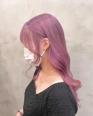 ロング カラー ヘアアレンジ 【ピンク/韓国ヘア/ ヘアセット】亜海のヘアスタイル