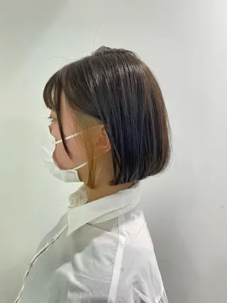 ミディアム カラー パーマ ヘアアレンジ ネイル マツエク・マツパ 韓国風ベージュ🤎 赤みなし🌿横浜🤎のヘアスタイル