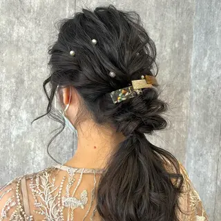 ロング カラー ヘアアレンジ TIDEHAIR SHIHOのヘアスタイル