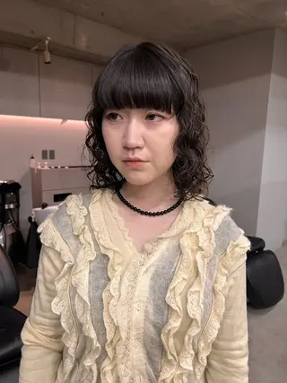 ミディアム パーマ 似合わせショート/ パーマ‪/表参道のヘアスタイル