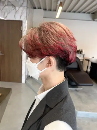 ショート カラー メンズ ハイトーン×似合わせ 🌱中川慎之介のヘアスタイル