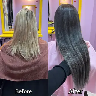 ロング シール＋ちび編み込み エクステ梅田🐨のヘアスタイル