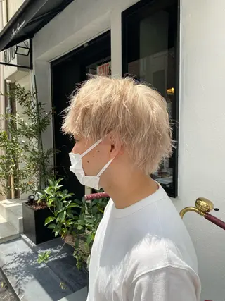ショート カラー パーマ ヘアアレンジ メンズ キッズ HairSignature所属・ブリーチ指名神戸 No.1美容師RENのヘアスタイル