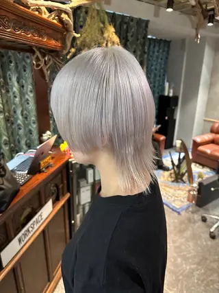 ミディアム カラー レイヤーブリーチ特化 ホワイト専門/岸のヘアスタイル