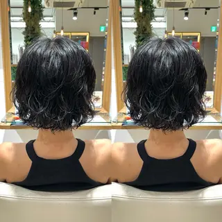 ミディアム パーマ ブリーチデザインカラ ー/メンズ◎mariのヘアスタイル