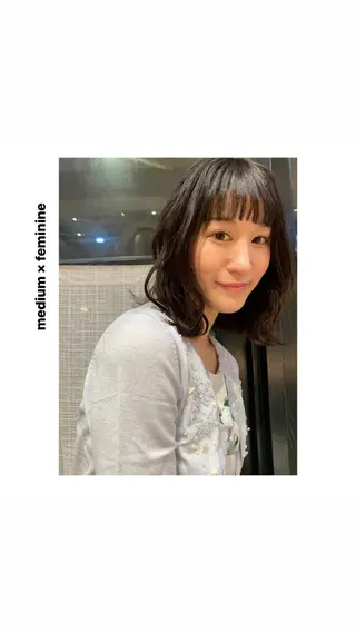 ミディアム パーマ ヘアアレンジ メンズ キッズ ネイル マツエク・マツパ アイブロウ rewards成城学園前店所属・hiro【沿線で叶う 似合わせhair】のヘアスタイル