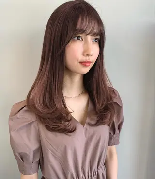 セミロング カラー 透明感/オリーブ/ グレージュ/YUKAのヘアスタイル