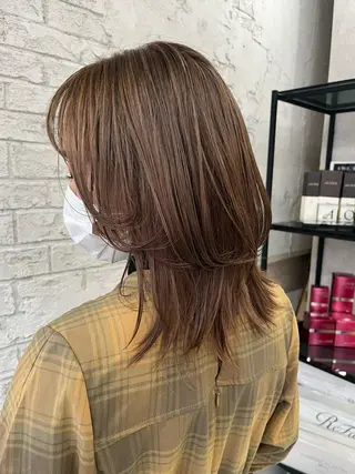 ミディアム ハイライトカラー＆ ダブルカラー　田口のヘアスタイル