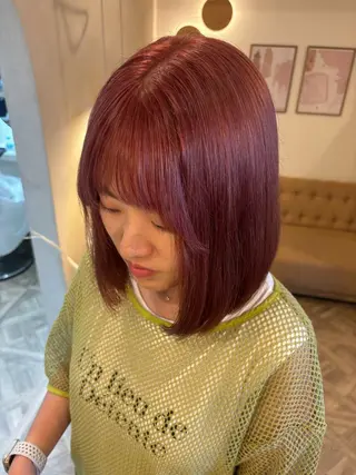 ミディアム カラー ミルクティ/ピンク/ レイヤー/yuriaのヘアスタイル