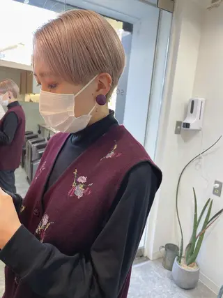 ショート カラー パーマ/透明感カラー /ボブ/吉田一生のヘアスタイル