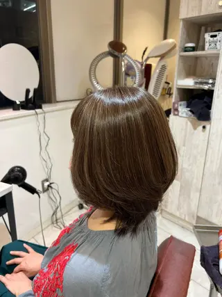 ミディアム カラー 太白区白髪ぼかし/ ボブカット/千葉達人のヘアスタイル